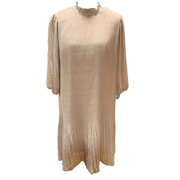 Nanette Lepore Chiffon Shift Dress Plisse Soft Pink  Savannah Rose‎ Size 14 NWT - Picture 5 of 15